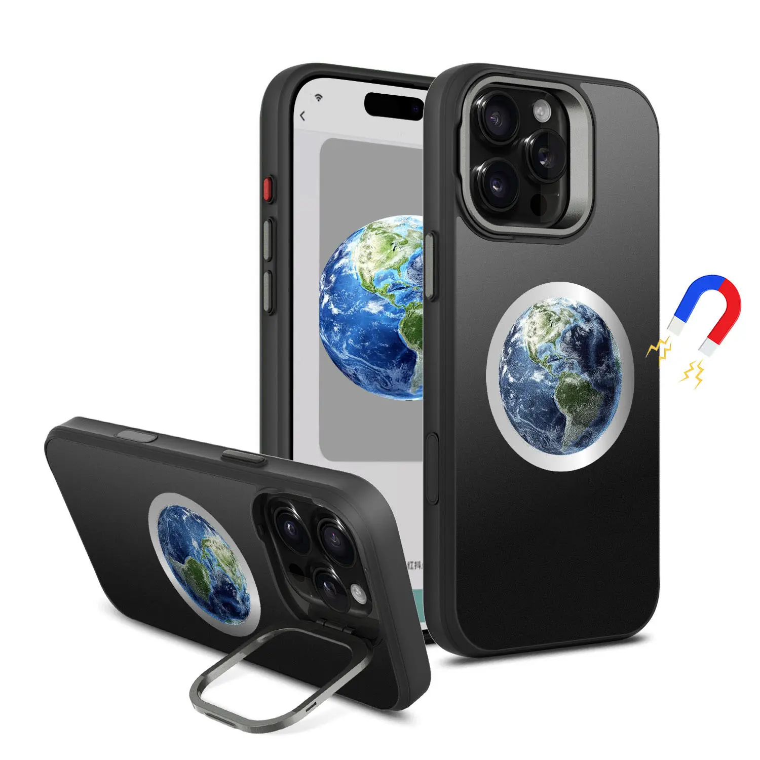 Shockproof Magnetic Phone Case NFC Smart DIY Ink Screen Mobile Cases for iPhone 16 Pro Max Mobile Phone Case With Camera Holder