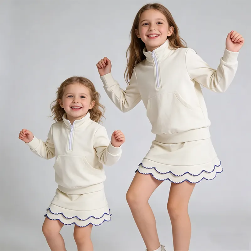 High Quality Custom Active Wear Clothing Set for Youth Girls Long Sleeve Yoga Tennis Dress with Color Label Options