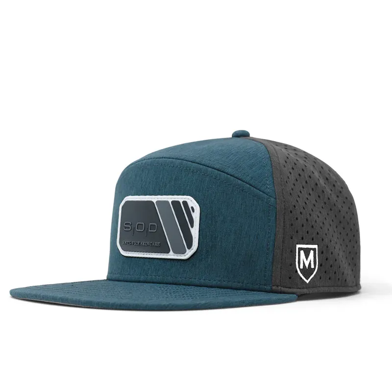 Custom Logo Flat Brim Cap Perforated Sports Gorras Waterproof Laser Cut Hole Mesh 6 Panel Custom Snapback Cap Performance Hat