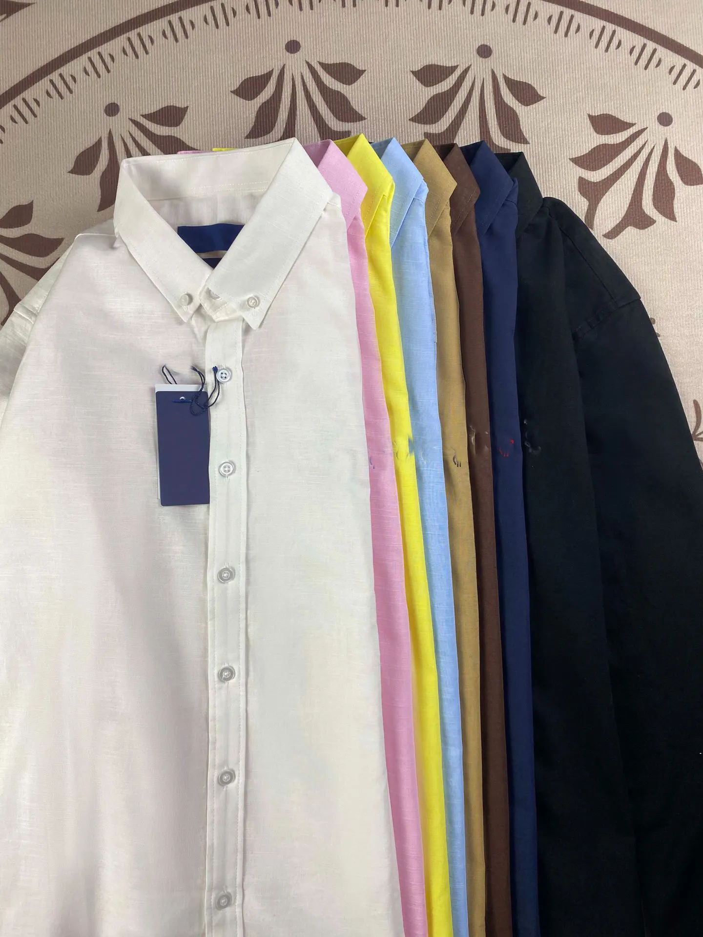 Wholesale Comfortable Breathable Cotton Linen Mens Casual Shirt Embroidery logo