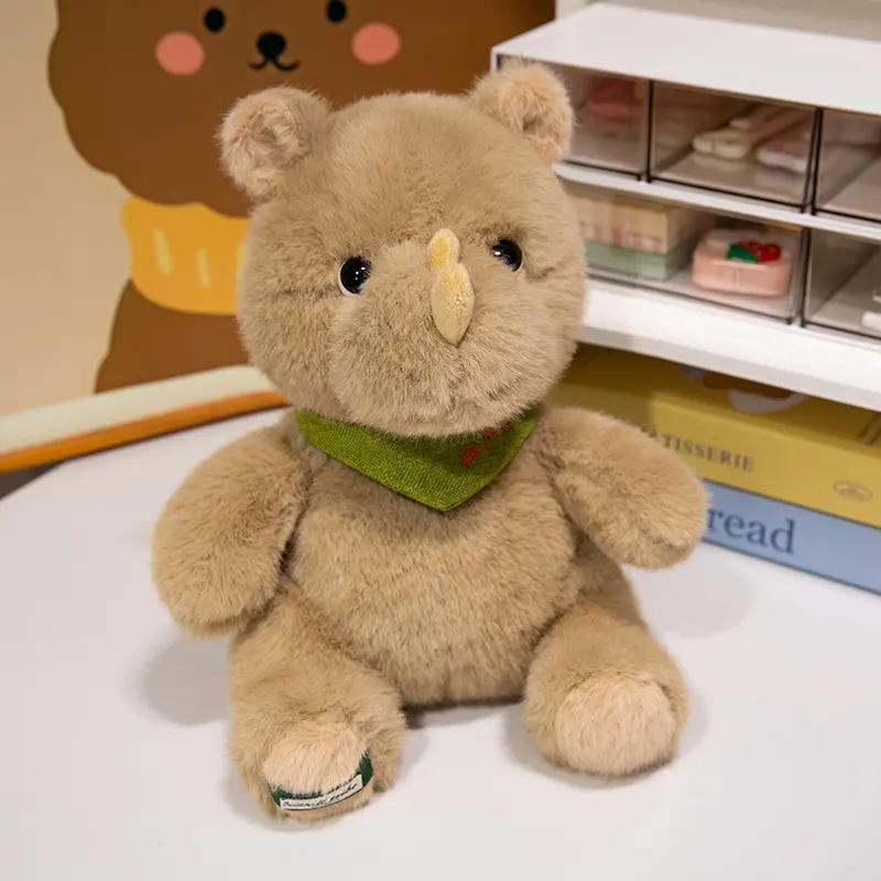 Kawaii ISO Factory Customized Design Lifelike Wild Rhino Plush Toy Super Soft with Personalized Logo Embroidery