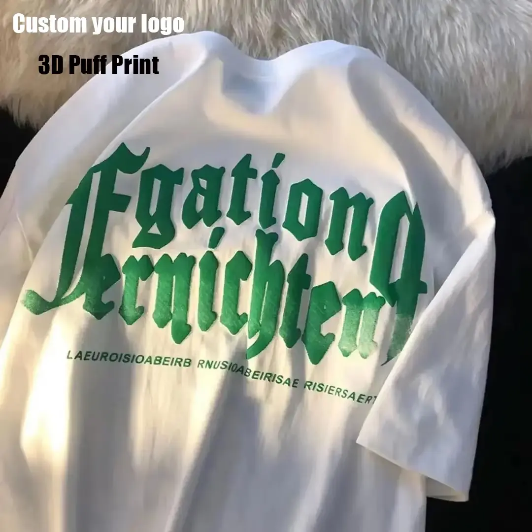 2026 Custom t-shirt Men Plus Size 100% Cotton 180/200/220Gsm tshirt Printing Custom Logo 3D Foam Puff Print t shirt