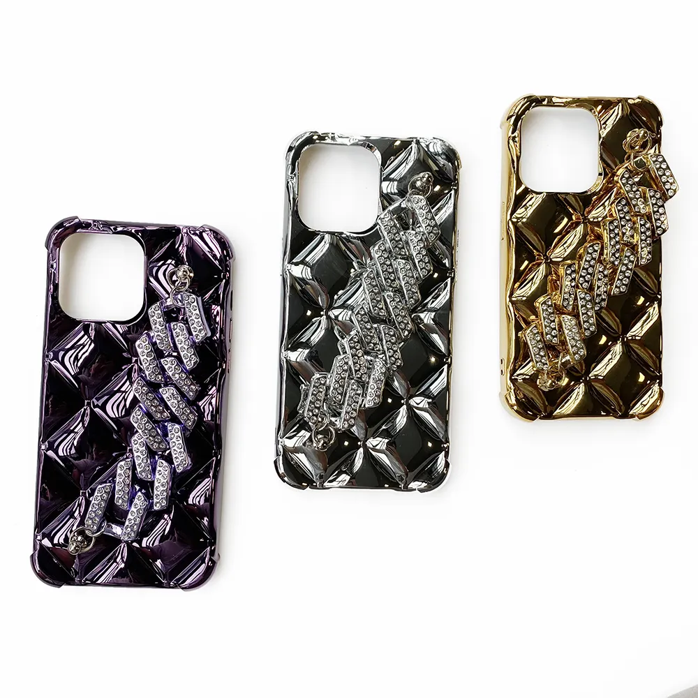 Girly Diamond Chain Mobile Cell Phone Case Back Cover Soft TPU Silicon Phone Case for Iphone 14 13PRO Max