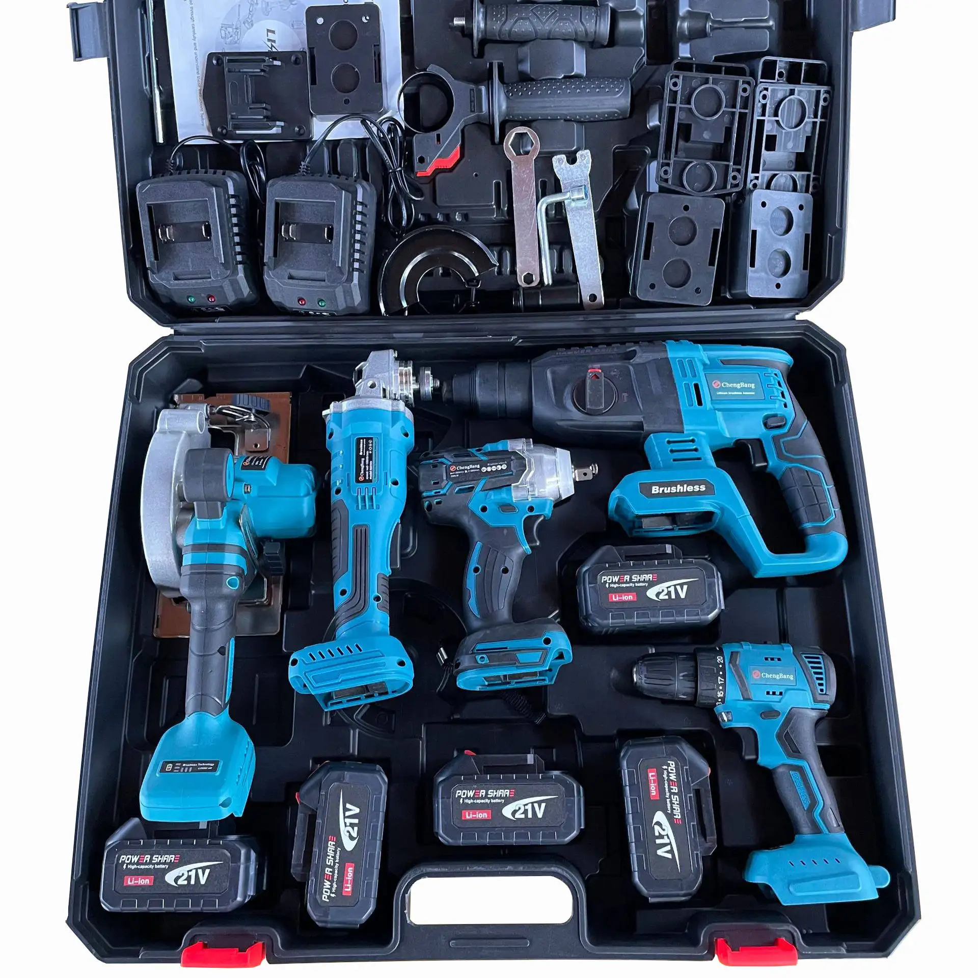 Power Tool Kits Electric Hammer Impact Drill Brushless Angle Grinder Cordless Wrench Portable Circular Saw Set 1 Set Hard Case