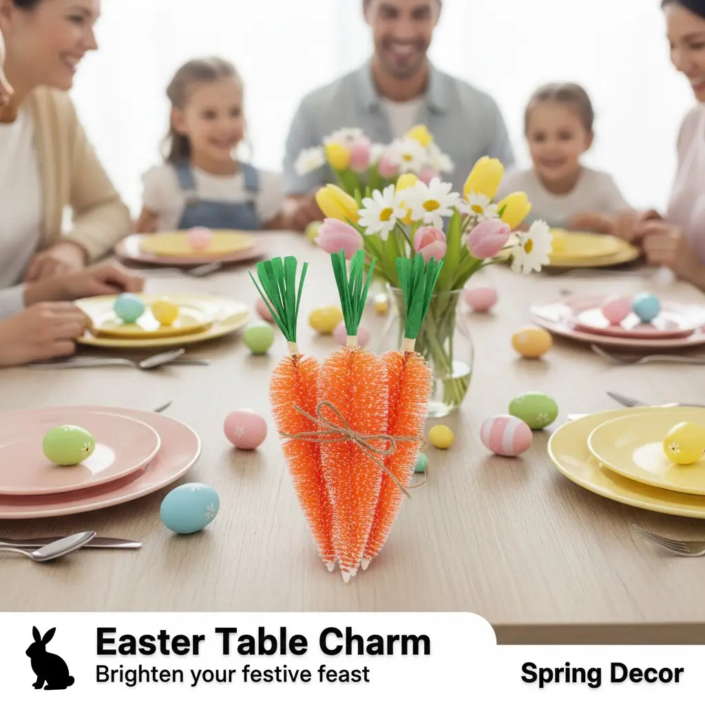 Hand Dyed Bottle Brush Carrots Set of 3 Classic Harvest Rustic Cottagecore Home Decor Tablescape Farmhouse Style Woodland Charm