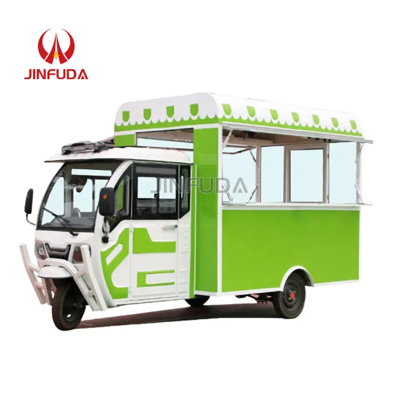 Mobile Three Wheel Motorcycle Food Truck 3 Wheel Tuktuk Foodtruck Motor Tricycle Mobile Food Cart Custom Made Fruits Truck