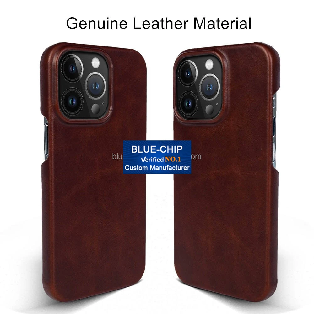 Wholesale Custom Luxury Design Full Protect Case Plain Solid Color Genuine Leather Phone Case for Iphone 15 13 14Pro Max 16 17