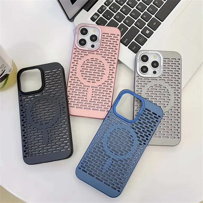 Luxury Electroplated PC Phone Case for iPhone 14 13 12 Pro 15 ProMax Heat Dissipation Design Shockproof Magnetic Black Features