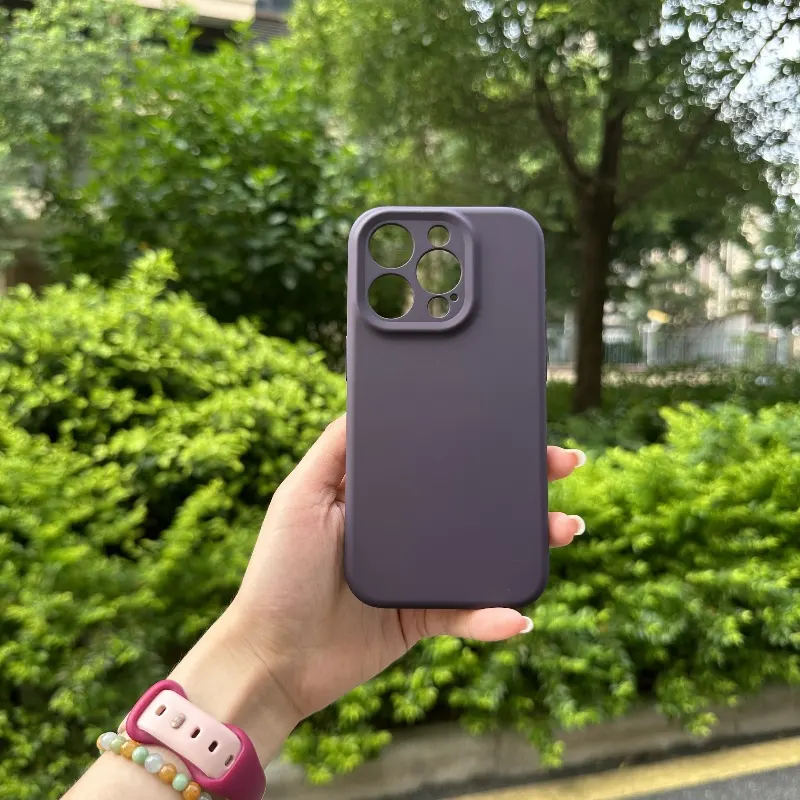 Luxury Shockproof Liquid Silicone Phone Case for iPhone 15 14 Pro Max Mobile Cover Lens Protection Cellphone Case