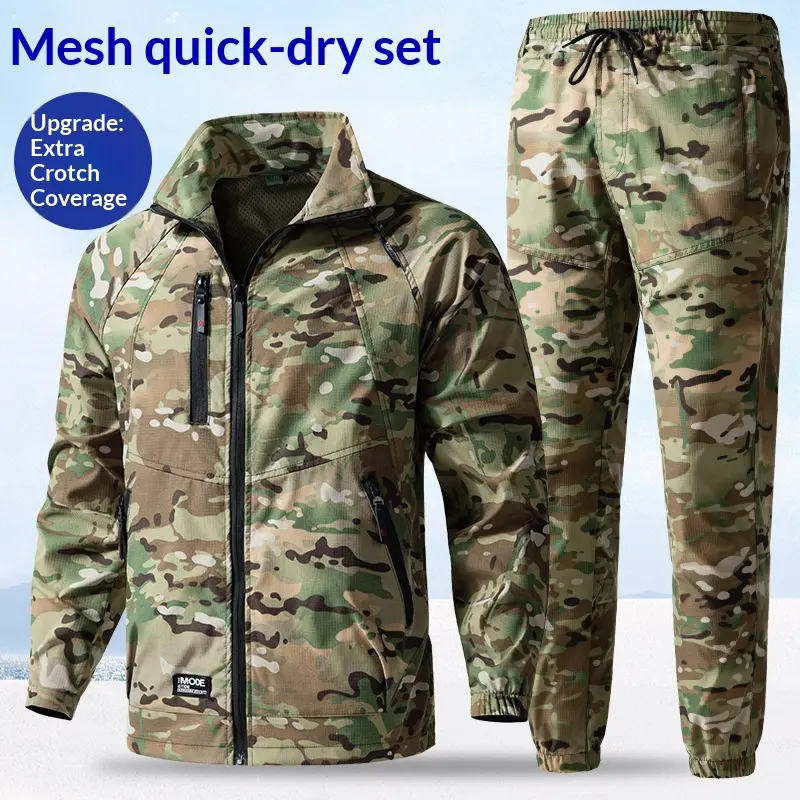 Summer Men's Spandex Stretch Quick-drying Suit Water-repellent Long-sleeved Breathable Lightweight Shirt Sun-protection Workwear