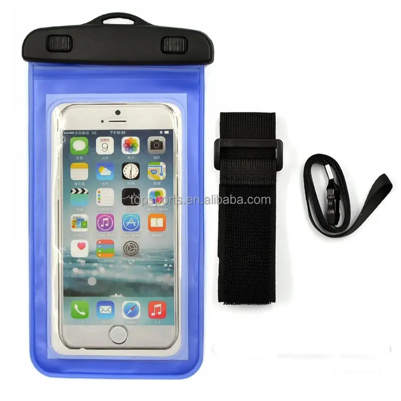 Free Sample Transparent PVC Waterproof Phone Case with Band Strap Stylish Fashionable Swimming Phone Bag