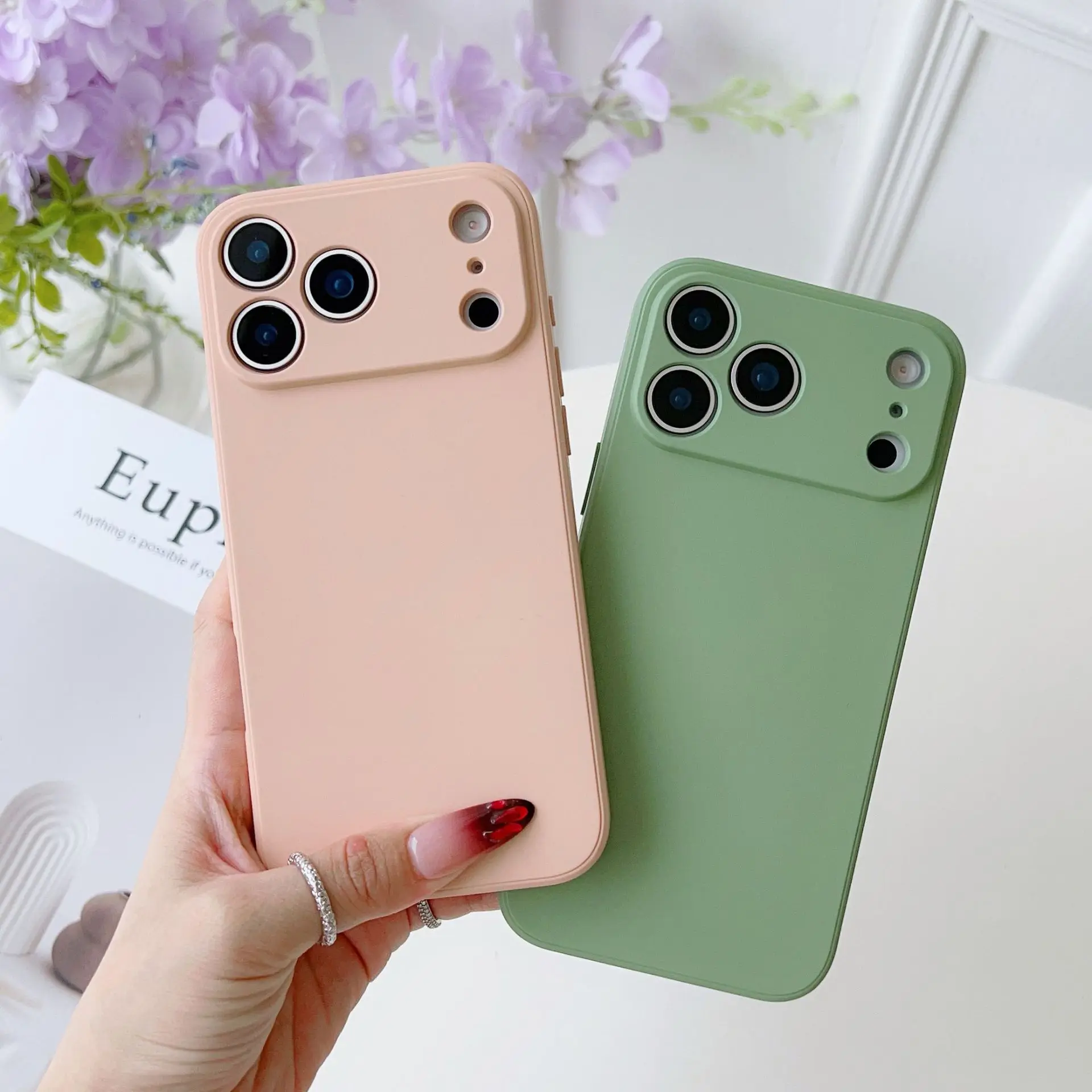 New Fashion Ultrathin Liquid Silicone Phone Case for iPhone 17 Air 11 12 13 14 15 16 Pro Max Full Coverage Shockproof Bear Cover