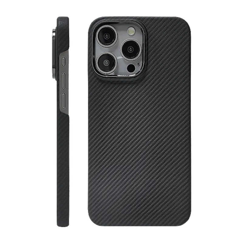 For iPhone 15Pro 15Pro Max Kevlar Phone Case Cute Slim Lightweight Soft Carbon Fiber Cover Electroplate Special PP Case OPP Bag