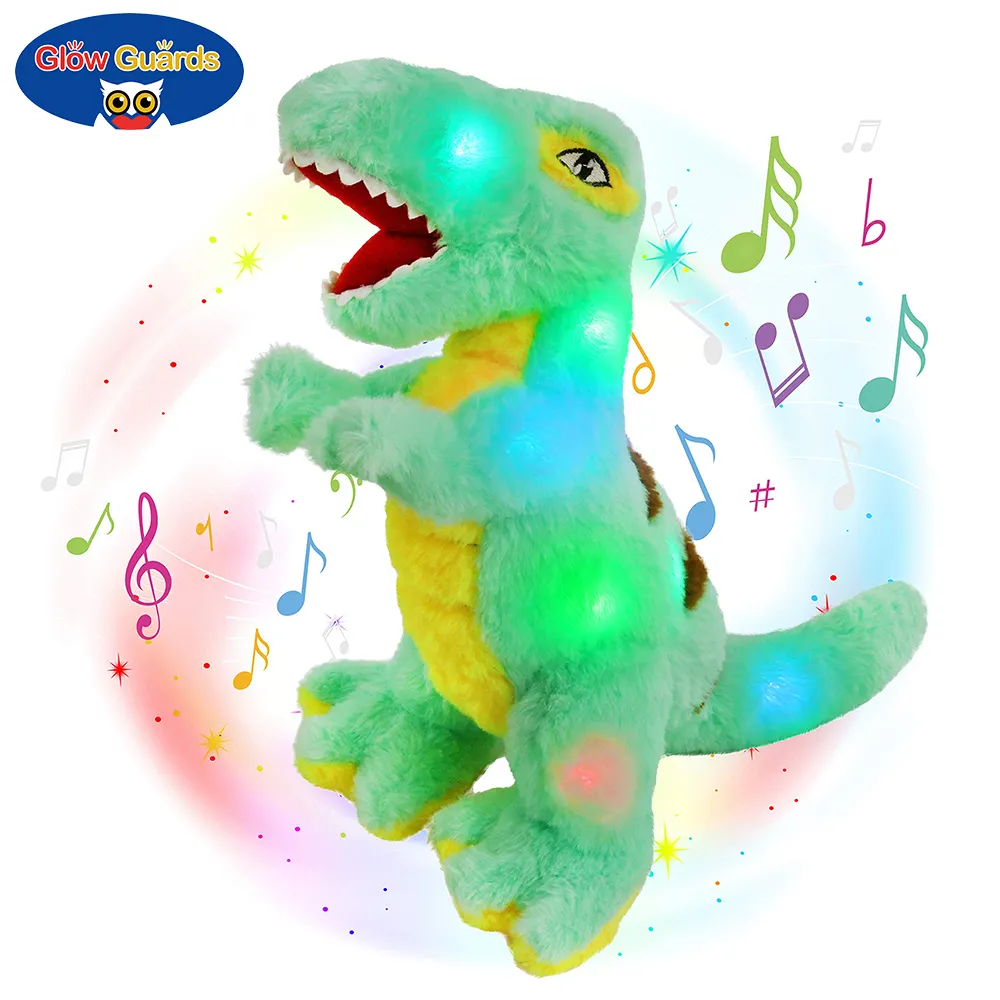 Glow Guards 14'' Light up Stuffed Dinosaur Tyrannosaurus T-Rex Soft Plush Toy with LED Night Lights Glow in the Dark Gifts
